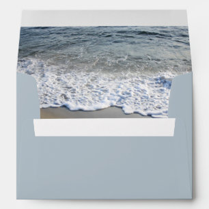 Elegant Dusty Blue Beach Wedding Envelope