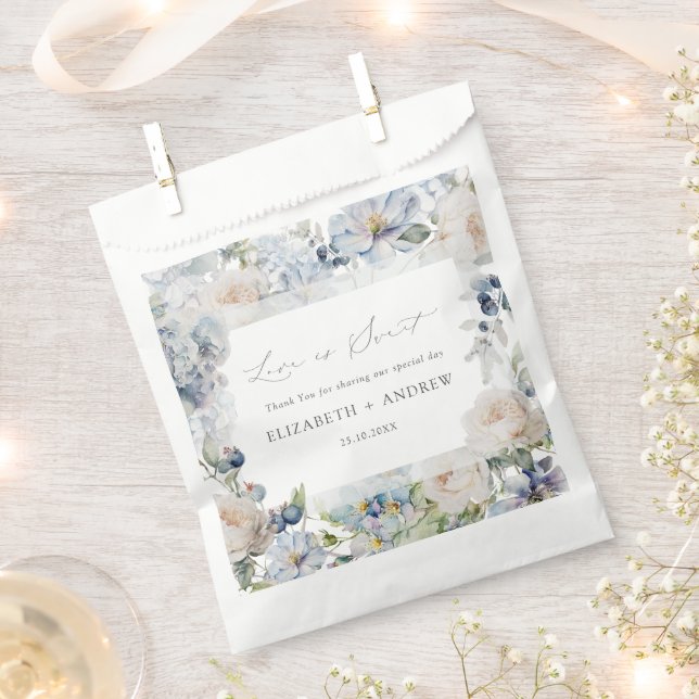 Elegant Dusty Blue & Blush Pink Wedding Favour Bag (Clipped)