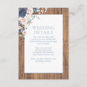 Elegant Dusty Blue Blush Rustic Wood Details Enclosure Card