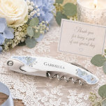 Elegant Dusty Blue Boho Floral Bridesmaid Name Corkscrew<br><div class="desc">These beautiful corkscrews are designed as gifts for your bridesmaids or maid of honour. They feature a rustic hand painted watercolor design with dusty blue roses and flowers on a white background and her name in the middle. Perfect way to thank her or invite her to be a part of...</div>
