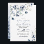 Elegant Dusty Blue Boho Winter Foliage Wedding Invitation<br><div class="desc">This high-quality design is easy to customise to match your wedding colours,  styles and theme.
 For further customisation,  please click the "customise further" link and use our design tool to modify this template. 
 If you need help changing the back side or with matching items,  please contact me.</div>