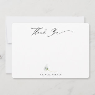 Elegant Dusty Blue Botanical Floral Thank You Card