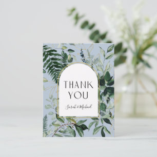 Elegant Dusty Blue Botanical foliage thank you Postcard