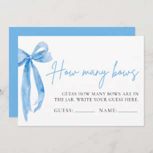 Elegant Dusty Blue Bow Guess How Many Bows Game Invitation