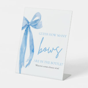 Elegant Dusty Blue Bow Guess How Many Bows Game Pedestal Sign