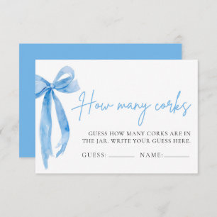 Elegant Dusty Blue Bow Guess How Many Corks Game Invitation