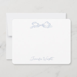 Elegant Dusty Blue Bow Personalised Stationery Card
