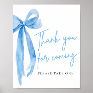 Elegant Dusty Blue Bow Thank You For Coming Sign