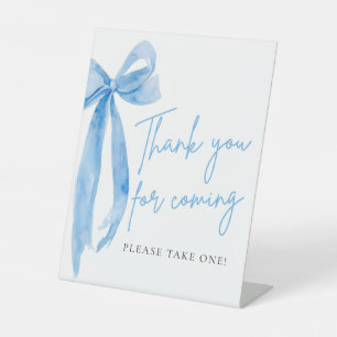 Elegant Dusty Blue Bow Thank You For Coming Sign