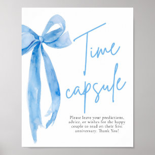 Elegant Dusty Blue Bow Time Capsule Game Sign