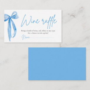 Elegant Dusty Blue Bow Wine Raffle Game Ticket Enclosure Card