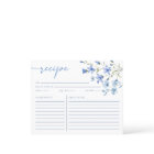 Elegant Dusty Blue Bridal Shower Recipe Card
