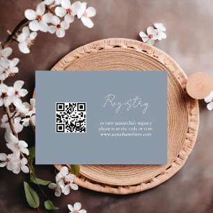 Elegant  Dusty Blue  bridal shower registry  Enclosure Card