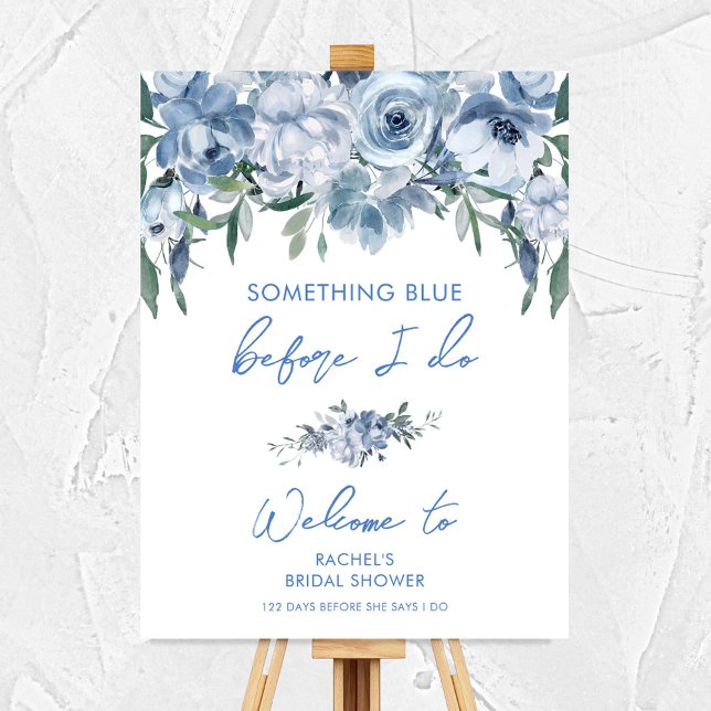 Elegant Dusty Blue Bridal Shower Welcome Sign (Creator Uploaded)