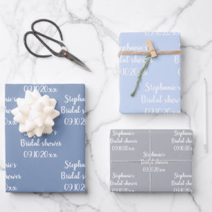 Elegant Dusty Blue Bride Bridal Shower Wrapping Paper Sheet