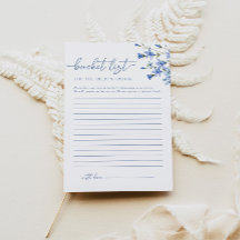 Elegant Dusty Blue Bucket List Bridal Shower Game