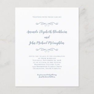 Elegant Dusty Blue Budget Chic Wedding Invitation