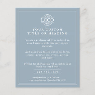 Elegant Dusty Blue Business Logo Promotional Flyer