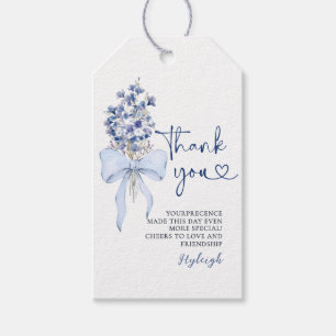 Elegant Dusty Blue Calla Lily Ribbon Bow Favour Ta Gift Tags