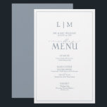 Elegant Dusty Blue Calligraphy Monogram<br><div class="desc">Planning a wedding can be a stressful process, but don't let the menus be one of your worries. Introducing the Elegant Dusty Blue Calligraphy Monogram Wedding Menu. This modern, formal, yet elegant menu will have all eyes on the table! Guests will marvel at the 5.5"x 8.5" menu that features a...</div>