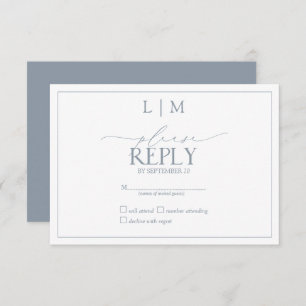 Elegant Dusty Blue Calligraphy Monogram RSVP