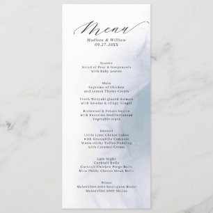 Elegant Dusty Blue Calligraphy Script Wedding Menu