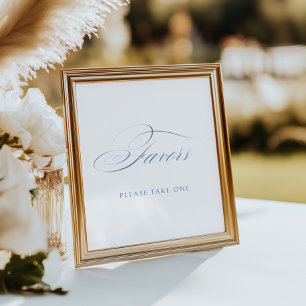 Elegant Dusty Blue Calligraphy Wedding Favours Poster