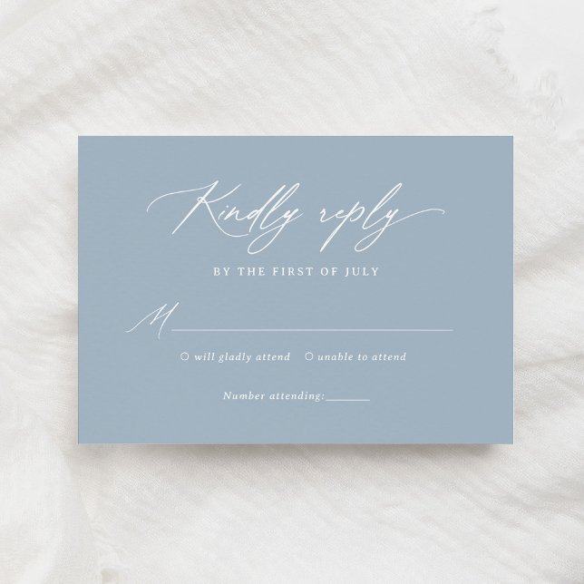 Elegant Dusty Blue Calligraphy Wedding RSVP Card (Creator Uploaded)