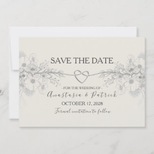 Elegant Dusty Blue Calligraphy Wedding Save The Date