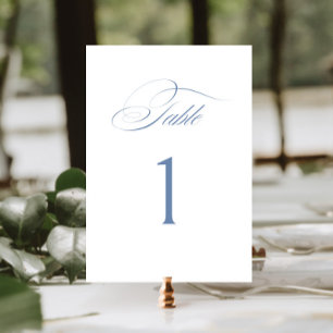 Elegant Dusty Blue Calligraphy Wedding Table Number
