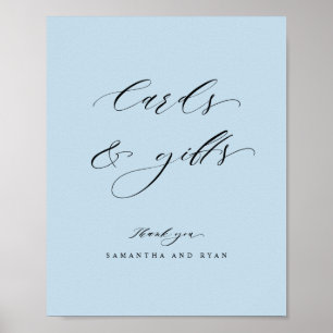 Elegant Dusty Blue Cards and Gifts Wedding Sign