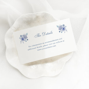 Elegant Dusty Blue Chinoiserie   Wedding Details Enclosure Card