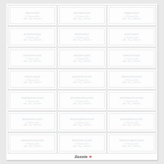 Elegant Dusty Blue Classic Script Guest Address (Sheet)