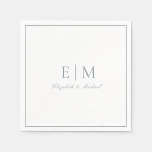 Elegant Dusty Blue Classic Script Monogram Wedding Napkin