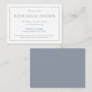 Elegant Dusty Blue Classic Script Rehearsal Enclosure Card