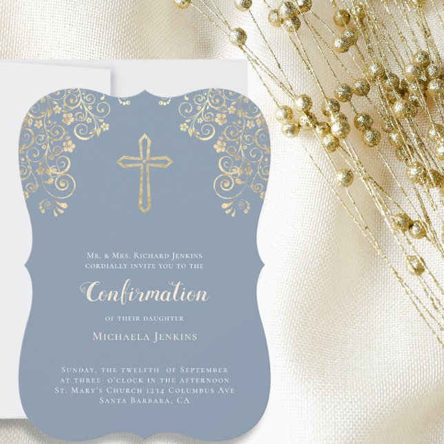 Elegant Dusty Blue Confirmation with Bible Verse (Creator Uploaded)