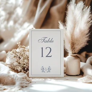 Elegant Dusty Blue Crest Toile French Wedding Table Number