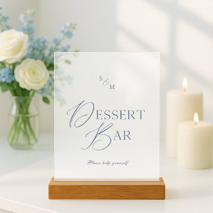 Elegant Dusty Blue Dessert Bar Acrylic Sign
