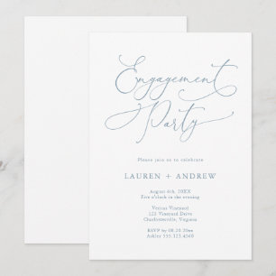 Elegant Dusty Blue Engagement Party Invitation