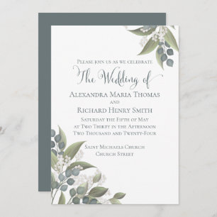Elegant Dusty Blue Eucalyptus Greenery Foliage Invitation