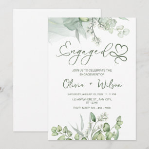 Elegant Dusty Blue Eucalyptus & Succulent Greenery Invitation