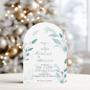 Elegant Dusty Blue Eucalyptus Teal Floral Wedding Invitation