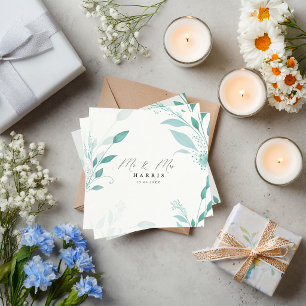Elegant Dusty Blue Eucalyptus Teal Floral Wedding Napkin