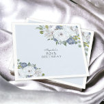 Elegant Dusty Blue Floral 80th Birthday Party Napkin<br><div class="desc">A beautifully elegant 80th birthday party napkin in dusty blue and white with lovely watercolor floral bouquets spread over opposite corners of the design. An elegant type face pairing uses a coordinating a combination of script and serif. A light blue colour inset frames your text and accents the napkin's colour...</div>