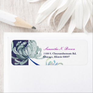 Elegant Dusty Blue Floral Address