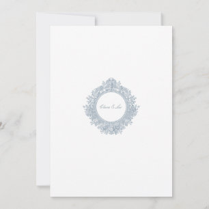 Elegant Dusty Blue Floral Border Wedding Invitatio Invitation