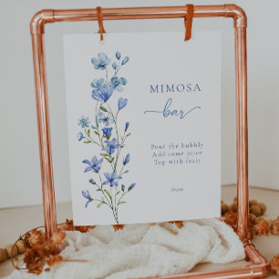 Elegant Dusty Blue Floral Bridal Mimosa Bar Sign