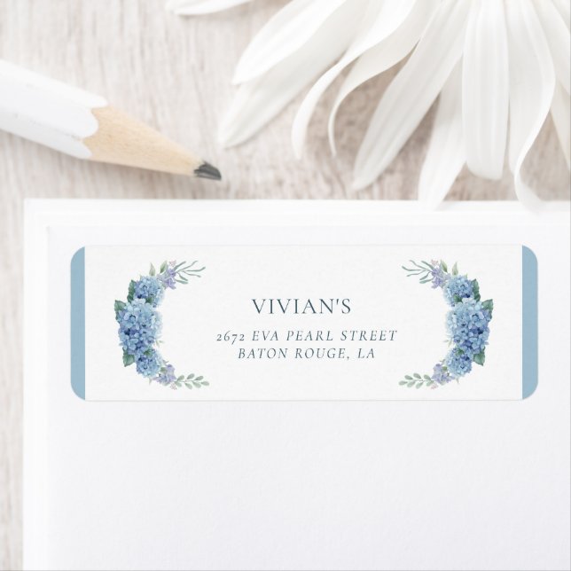 Elegant Dusty Blue Floral Bridal Shower Address (Insitu)