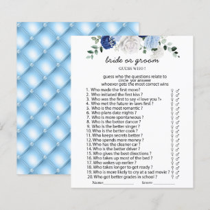 Elegant Dusty Blue Floral bride or groom games Pap