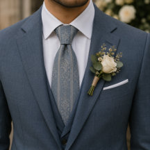 Elegant Dusty Blue Floral Brocade